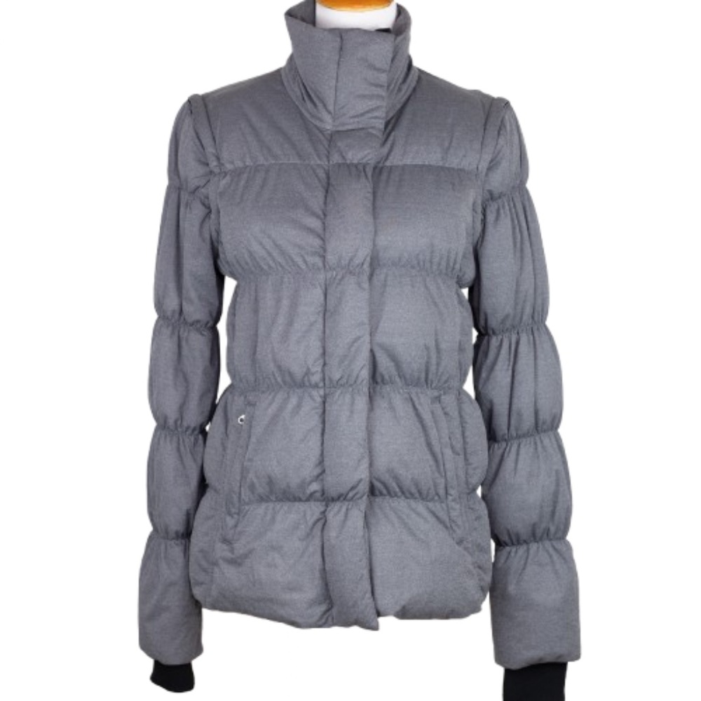 Athleta Limber Goose Down Convertible Puffer Jacket Vest Gray Size M